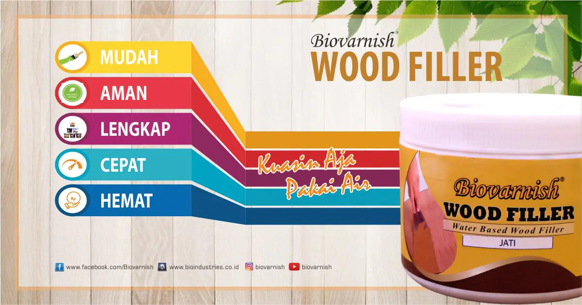 biovarnish wood filler dempul kayu aman